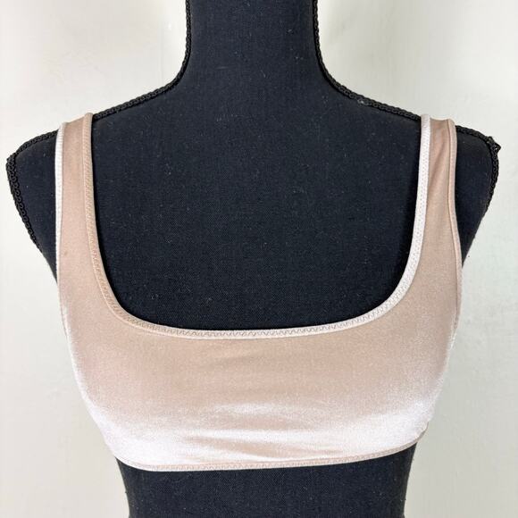 Triangl Neutral Two Piece Scoop Neck High Cut Myla Velvet Bikini Swimsuit - Picture 2 of 12